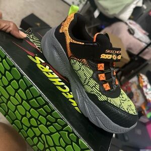 Skechers Kids' Black, Orange, and Green Sneakers